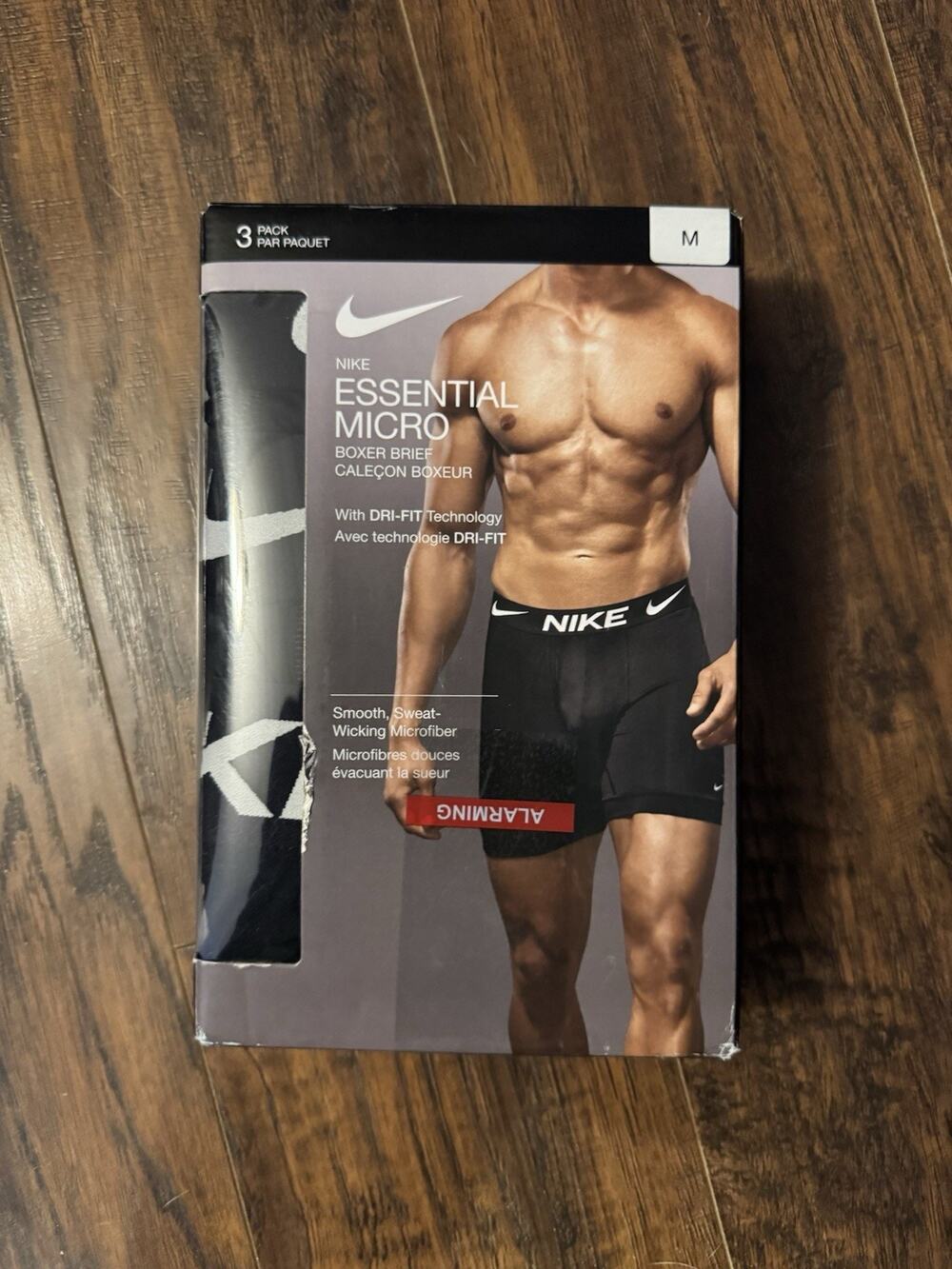 Nike 3-Pack Mens Boxer Briefs Essential Micro Dri-FIT Black Medium